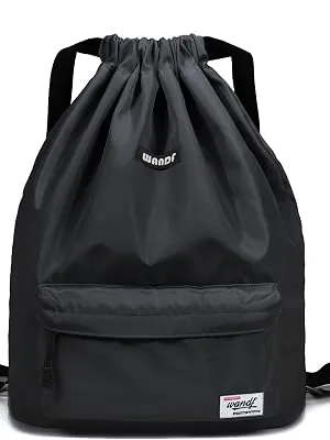 WANDF Drawstring Backpack String Bag Sackpack Cinch Water Resistant Nylon for Gym Shopping Sport Yoga Leaf Blue - String Bag