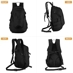 HUNTVP Military MOLLE Backpack Rucksack Gear Tactical Assault Pack Student School Bag 20L for Hunting Camping Trekking Travel Black - product information 16