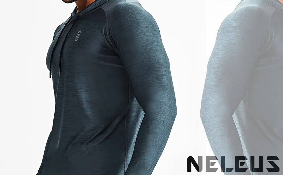 NELEUS Men's Dry Fit Athletic Workout Running Shirts Long Sleeve Large 5071 Dark Grey/Light Grey/Slate Grey 3 Pack - DT5071