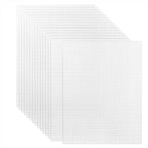 Pllieay 15 Pieces 7 Count Plastic Mesh Canvas Sheets for Embroidery Acrylic Yarn Crafting Knit and Crochet Projects (10 x 13 inch White) - mesh canvas