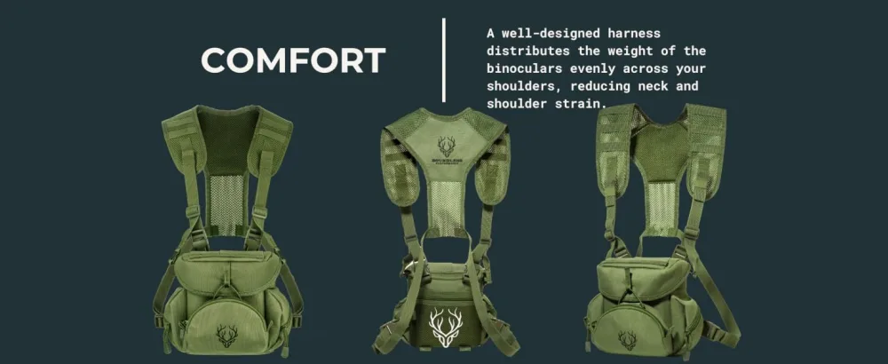 Boundless Performance Binocular Harness Chest Pack - Our Bino Harness case is Great for Hunting Hiking and Shooting - Bino Straps Secure Your Binoculars-Holds rangefinders Bullets Gear - Multicam - binocular harness