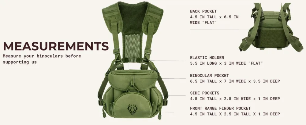 Boundless Performance Binocular Harness Chest Pack - Our Bino Harness case is Great for Hunting Hiking and Shooting - Bino Straps Secure Your Binoculars-Holds rangefinders Bullets Gear - Multicam - binocular harness