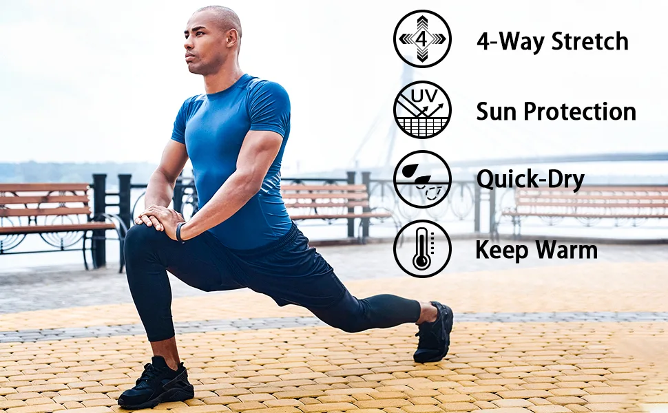 TELALEO 6 5 or 4 Pack Men's Compression Pants Leggings Sports Tights Performance Athletic Baselayer Workout Running Black(4 Pack) Large - Men's Compression Pants