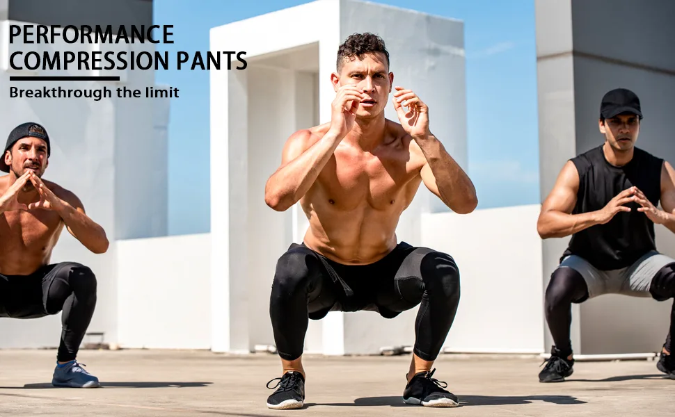 TELALEO 6 5 or 4 Pack Men's Compression Pants Leggings Sports Tights Performance Athletic Baselayer Workout Running Black(4 Pack) Large - men tights