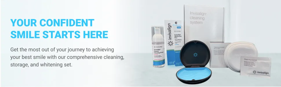 Invisalign Foundation Pack - Cleaning System Aligner Cleaning Foam Whitening Pen Twin Pack and Aligner Case - retainer holder retainer cases retainer case with vent holes retainer case cute