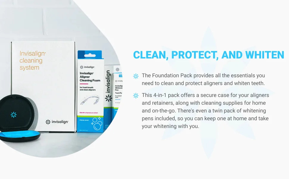 Invisalign Foundation Pack - Cleaning System Aligner Cleaning Foam Whitening Pen Twin Pack and Aligner Case - teeth whitening products whitening kit teeth whitening sensitive teeth tooth whitening pen