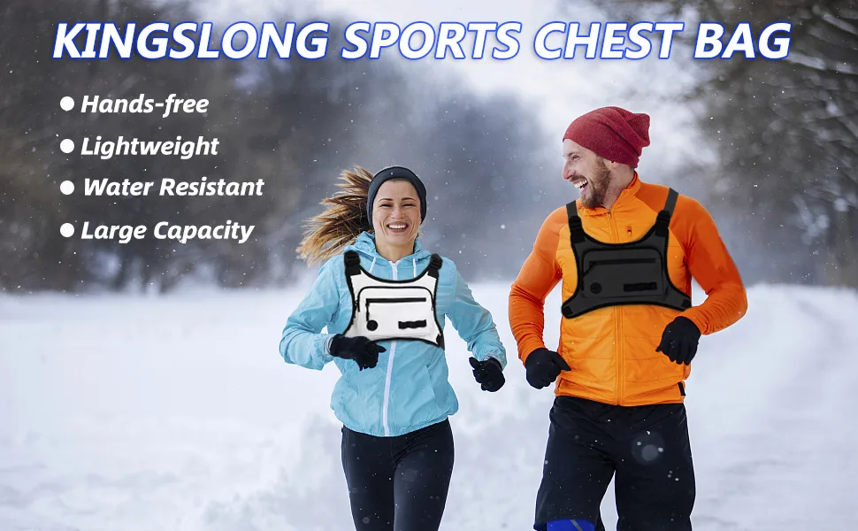 KINGSLONG Chest Bag Lightweight Chest Pack Water Resistant Running Pack Phone Holder For Workouts Running Backpack Vest with Pocket & Extra Storage black chest bag - product information 18