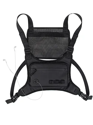 KINGSLONG Chest Bag Lightweight Chest Pack Water Resistant Running Pack Phone Holder For Workouts Running Backpack Vest with Pocket & Extra Storage black chest bag - product information 19
