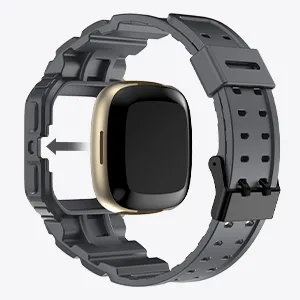 amBand Compatible for Fitbit Versa 4/ Fitbit Versa 3/ Fitbit Versa 2/ Fitbit Versa Lite/Fitbit Sense 2/ Fitbit Sense Bands with Case Protective Case Strap Rugged Sport Protector Wristbands Men Gray Gray Fitbit Sense 2/1 & Versa 4/3/2/1 & Versa Lite - Easy Installation