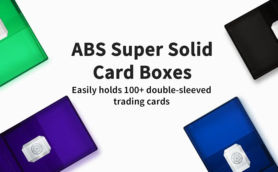 Sooez 4 Pack MTG Deck Card Box Strong Deck Case Holder Boulder 100+ with Dice Storage Boulder Deck Card Box Translucent Deck Card Boxes for Magic/Pokemon/YuGiOh/Commander/TCG Cards - ABS Super Solid Card Boxes