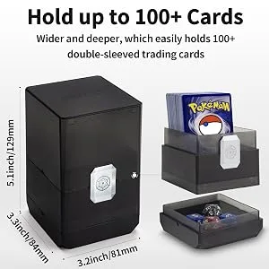 Sooez 4 Pack MTG Deck Card Box Strong Deck Case Holder Boulder 100+ with Dice Storage Boulder Deck Card Box Translucent Deck Card Boxes for Magic/Pokemon/YuGiOh/Commander/TCG Cards - Hold up to 100+ Cards