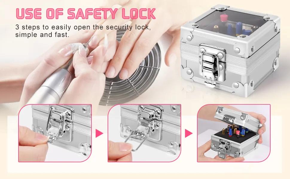 Ranrose Nail Drill Bit Holder Case Silver 25PCS Holes Nail Bit Holder Organizer Pink Nail Storage Organizer Box for Nail Drill Display Container(Silver) 25PCS Holes Holder Silver - product information 32