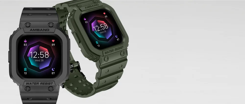 amBand Compatible for Fitbit Versa 4/ Fitbit Versa 3/ Fitbit Versa 2/ Fitbit Versa Lite/Fitbit Sense 2/ Fitbit Sense Bands with Case Protective Case Strap Rugged Sport Protector Wristbands Men Green Green Fitbit Sense 2/1 & Versa 4/3/2/1 & Versa Lite - amBand fitbit band