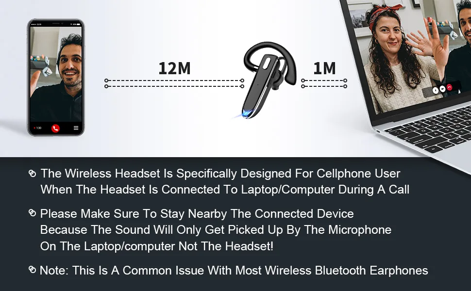 Bluetooth Headset for Cell Phones Bluetooth V5.2 Earpiece with Charging Case Hands-Free Single Ear Headset with CVC8.0 Noise Canceling Mic for Office/Driving Compatible with iPhone/Android/Laptop with Chargring Case - product information 17
