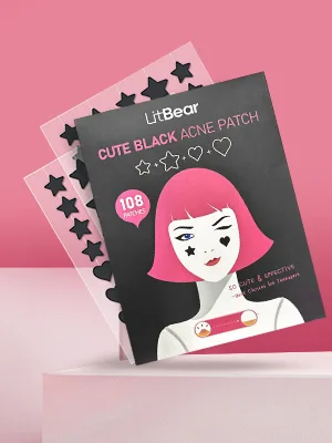 LitBear Acne Patch Pimple Patch Black Star & Heart Shaped Acne Absorbing Cover Patch Hydrocolloid Acne Patches For Face Zit Patch Pimple Sticker Acne Dots Tea Tree Oil + Centella (108 Count) - acne patches