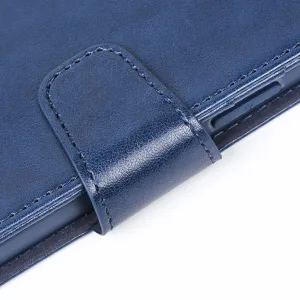 Arae Compatible with iPhone 12 Pro Max Case Wallet Flip Cover with Card Holder and Wrist Strap - Blue - magnet