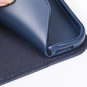 Arae Compatible with iPhone 12 Pro Max Case Wallet Flip Cover with Card Holder and Wrist Strap - Blue - soft TPU