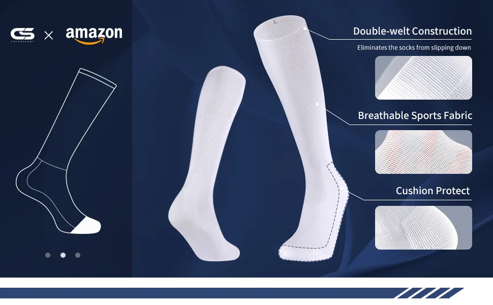 CS CELERSPORT 2/3 Pack Baseball Soccer Softball Socks for Youth & Adult Multi-sport Tube Socks White(2 Pack) Medium - product information 18
