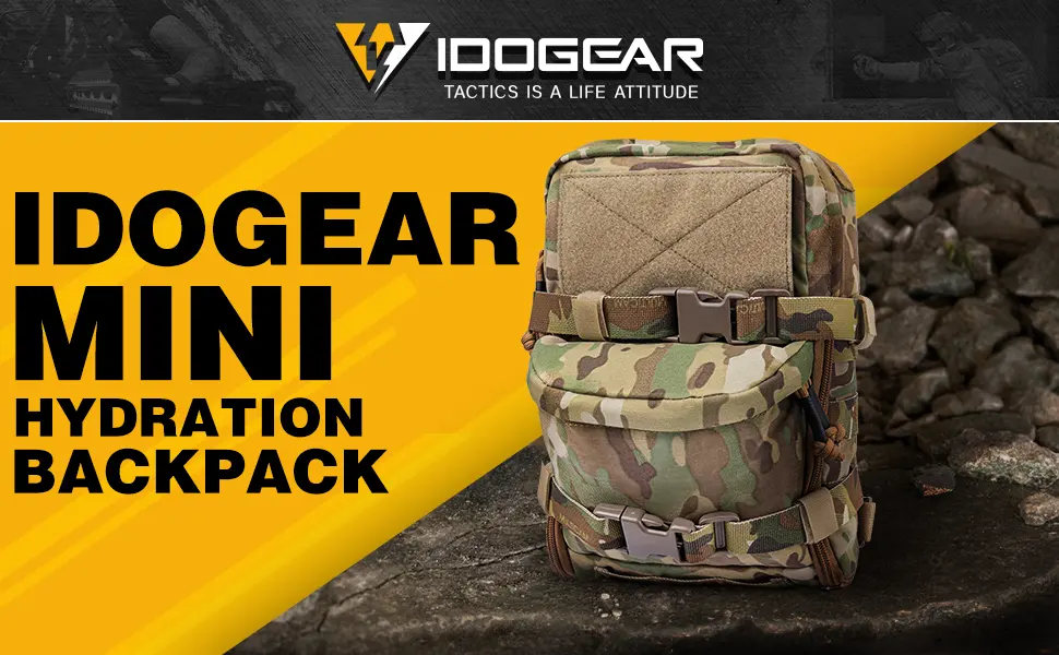 IDOGEAR Mini Tactical MOLLE Hydration Pack Water Reservoir Bag Outdoor Water Bladder Carrier Pack for Tactical Vest Backpack A:multicam - molle hydration pack