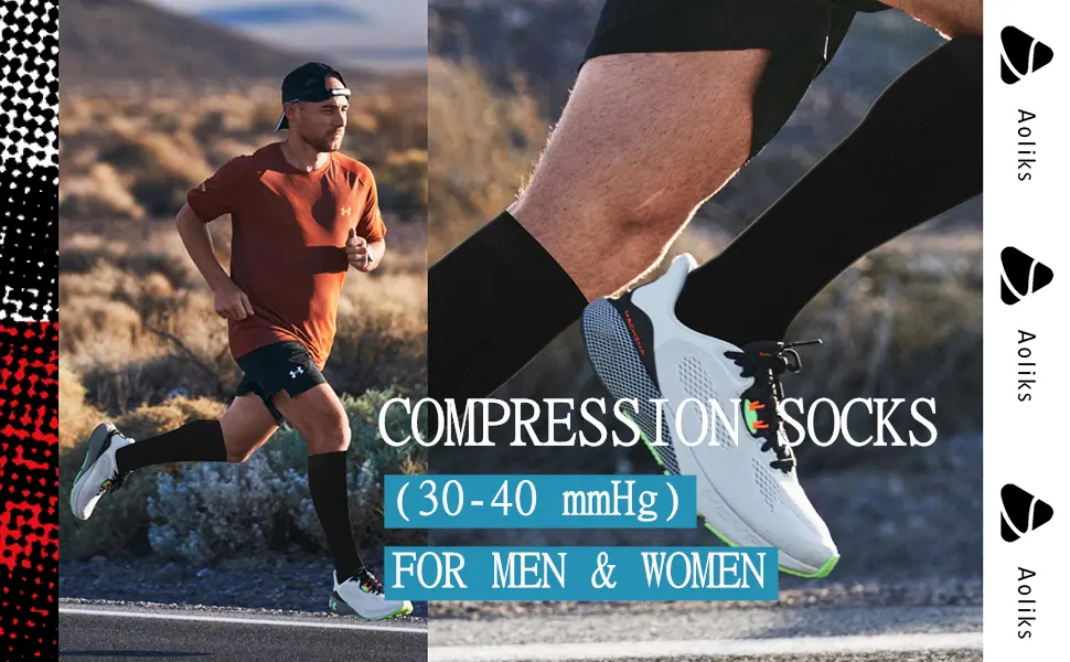 Medical Graduated Compression Socks for Men & Women 30-40 mmHg-2 Pack Extra Firm Support Knee High Circulation Socks Large-X-Large 01 Black black-cable Pattern - COMPRESSION SOCKS