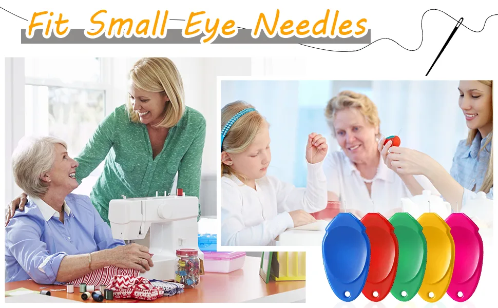 Needle Threaders TOOVREN Needle Threader Tool Needle Threaders for Hand Sewing with Clear Box Simple Needle Threader Great for Needle Work Sewing Machine Embroidery Cross-Stitch 5 Colors Random 12 Count (Pack of 1) - needle threaders for hand sewing