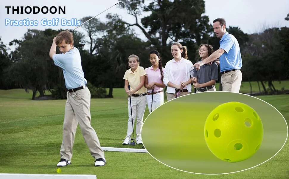 THIODOON Practice Golf Balls Limited Flight Golf Balls 40mm Hollow Plastic Golf Training Balls Colored Airflow Golf Balls for Swing Practice Driving Range Home Use Indoor 12 Pack Mixed Color 12 pcs - practice golf balls