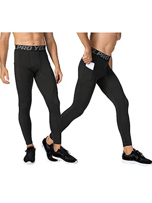 YUSHOW 2 Pack Men's Compression Pants Running Tights Workout Leggings Summer Cool Dry Technical Sports Baselayer X-Large Black+grey - base layer hockey pants