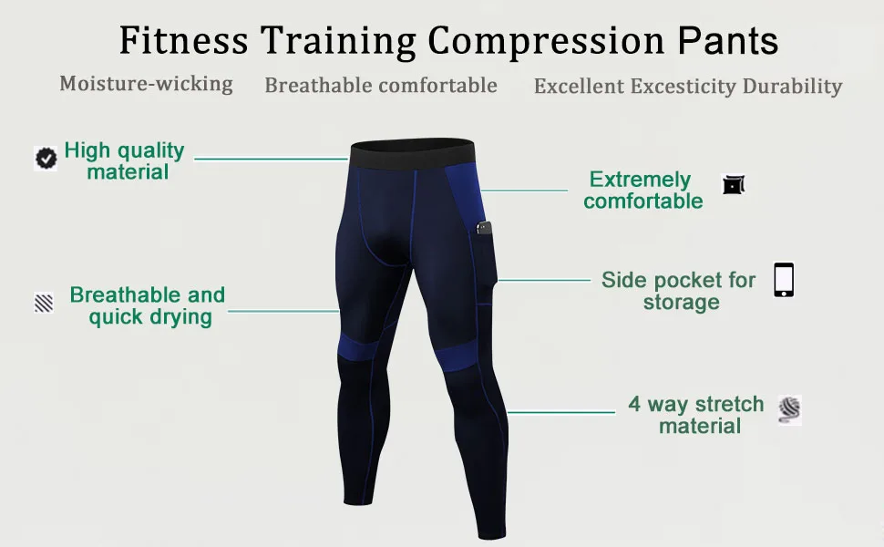 YUSHOW 2 Pack Men's Compression Pants Running Tights Workout Leggings Summer Cool Dry Technical Sports Baselayer X-Large Black+grey - breathable quick-drying comfortable fabric mens running bottoms