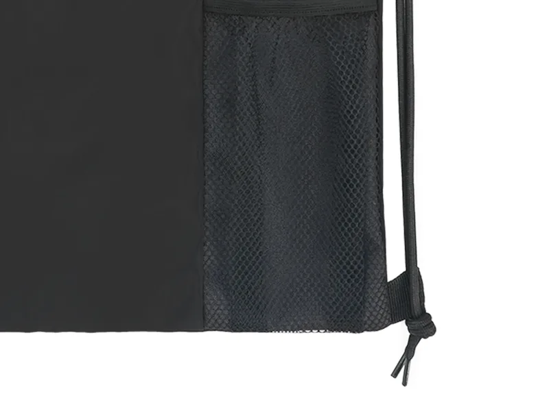 WANDF Drawstring Backpack Sports Gym Sackpack with Mesh Pockets Water Resistant String Bag for Women Men Children (Black) - 6038