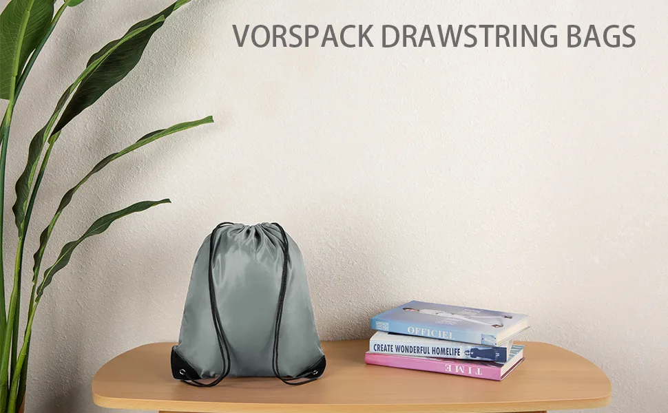 Vorspack Drawstring Backpack 20 Pieces for Party Gym Sport Trip Grey - drawstring bag