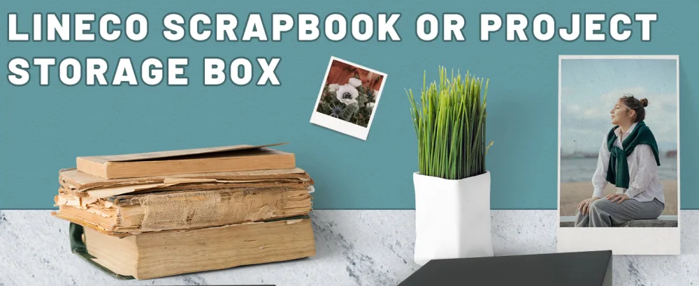 Lineco 12x12 Scrapbook Storage Box Drop-Front Box with Removable Lid. Projest Case for Photos Documents Crafts Cards Magazines Prints. Prevents Harm to Your Products Black 1 Pack Black - photo storage box
