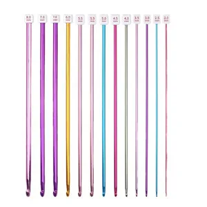 Cdrompy Tunisian Crochet Hook Set 11 Packs Tunisian Crochet Hook Afghan Aluminum Crochet Needle(2mm to 8mm) - Colorful long crochet hook