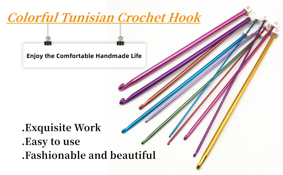 Cdrompy Tunisian Crochet Hook Set 11 Packs Tunisian Crochet Hook Afghan Aluminum Crochet Needle(2mm to 8mm) - Colorful Tunisian Crochet Hook