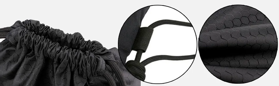 Drawstring Backpack Bag Waterproof Draw String Back Sack with Zip Pocket Gym Drawstring Bags Swim Bag for Men Women Black Upgraded - product information 22