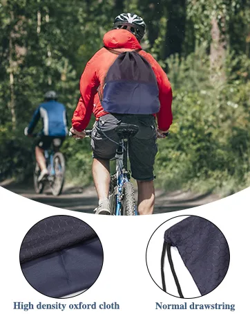 Drawstring Backpack Bag Waterproof Draw String Back Sack with Zip Pocket Gym Drawstring Bags Swim Bag for Men Women Black Upgraded - product information 7