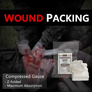 RHINO RESCUE Sterile Compressed Gauze for Emergency Wound Dressing First Aid and Trauma Kit 6 Pack 6 Count (Pack of 1) - wound packing