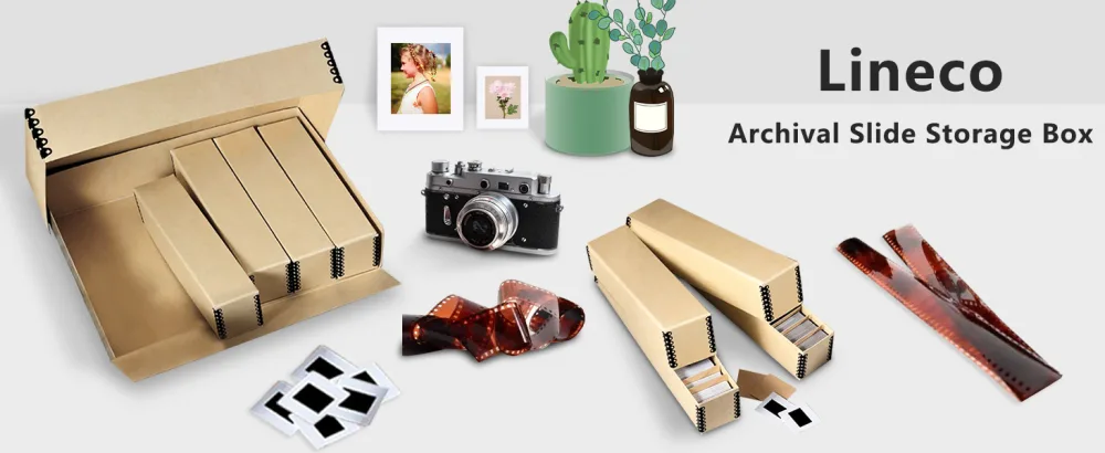 Lineco Archival Slide Storage Box 15.5" x 11.5" x 3" Holds Up to 840 Slides With 6 Inner Slide File Cases Tan 1 Pack - slide storage box