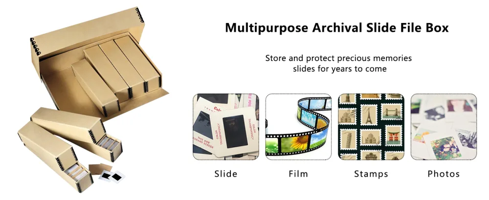 Lineco Archival Slide Storage Box 15.5" x 11.5" x 3" Holds Up to 840 Slides With 6 Inner Slide File Cases Tan 1 Pack - slide storage box