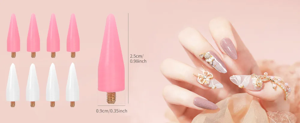 Arqumi Pack of 8 Replace Wax Tip Specially for Arqumi Nail Rhinestone Picker White+ Pink wax tip-4white+4pink - arqumi wax tip replace wax tip