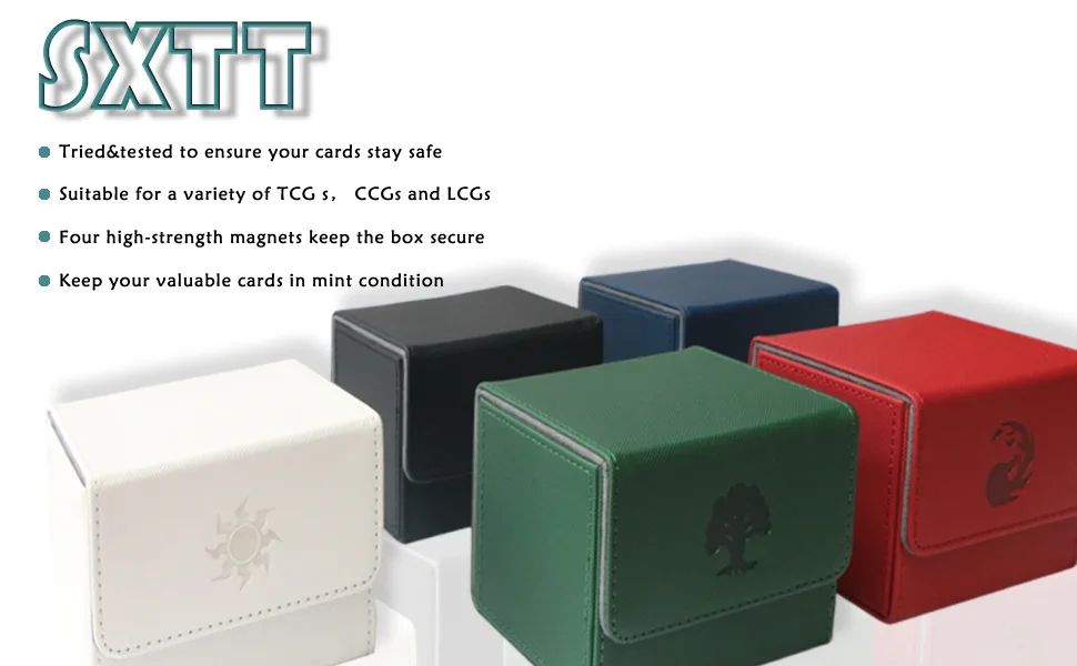 SXTT MTG Deck Box Large Card Deck Box Fit 120+ Single Sleeved Cards for Commander Compatible with MTG/TCG/CCG Magnetic Game Card Case(White) - product information 11