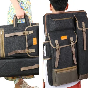 TRANSON Art Portfolio Case Artist Backpack Canvas Bag Large 26 x 19.5 Black Color - product information 19