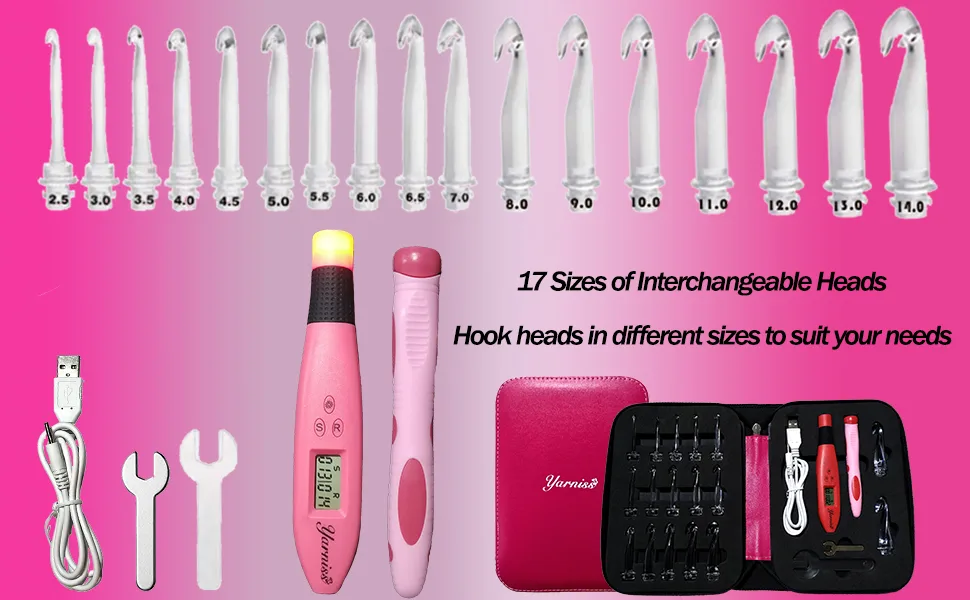 Yarniss 17 Size Counting Crochet Hooks Set Light Up Crochet Hooks for Stitch & Row Counter - product information 22