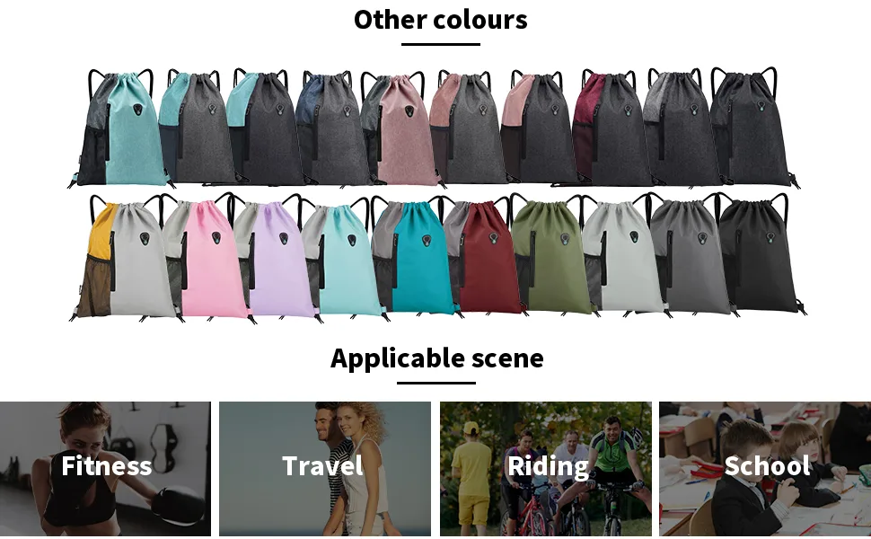 LIVACASA Drawstrings Backpacks Bags for Men Sackpack for Women USB Port Headphone Hole Design Waterproof Light Gray and Blue C Grey + Peacock Blue - gym bag