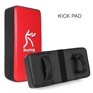 Odoland 2-in-1 Punching Mitts Kick Pack Set Boxing Mitts Focus Pads Taewondo Kick Pad Great for Boxing Kickboxing Karate Muay Thai MMA Training Black/Red - Kick pad