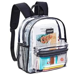 COVAX Clear Backpack Stadium Approved Clear Transparent Backpack See Through Backpack with Reinforced Straps for Stadium Concerts Security & Sporting Events - Clear Backpack for sports events