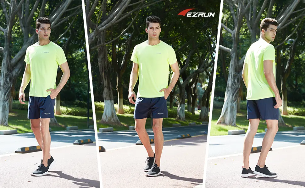 EZRUN Men's 5 Inches Running Workout Shorts Quick Dry Lightweight Athletic Shorts with Liner Zipper Pockets Navy Blue/Black-2 Pack Medium - product information 15