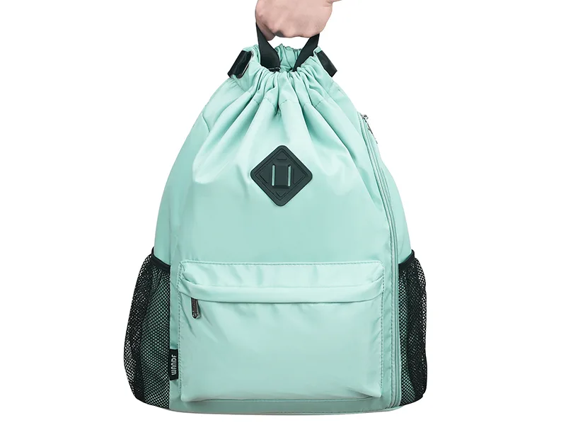 WANDF Drawstring Backpack Sports Gym Bag with Shoes Compartment Water-Resistant String Backpack Cinch for Women Men (Large Black) Black Large - drawstring bag