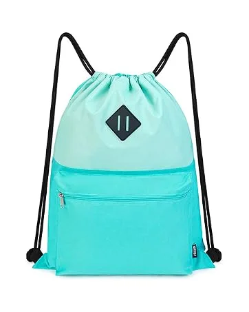 WANDF Drawstring Backpack Sports Gym Bag with Shoes Compartment Water-Resistant String Backpack Cinch for Women Men (Large Black) Black Large - New Arrivals