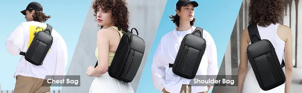 BANGE Sling Bag Waterproof Men's Chest Bag Shoulder bags Crossbody Sling Backpack for Men 7566black - shoulder bag for men