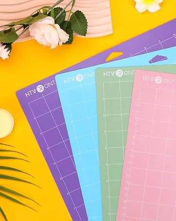 HTVRONT Cutting Mat for Cricut 5 Pack Cutting Mat 12x12 for Cricut Maker/Maker 3/Explore 3/Air/Air 2/One(StandardGrip LightGrip StrongGrip FabricGrip)Cutting Mat Replacement Accessories for Cricut Variety - Cutting Mat